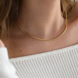 Materia #K54 925 Silver Snake Chain Gold Women's Necklace Gold-Plated 2.7 mm in 40-80 cm + Box, Metal, No Gemstone