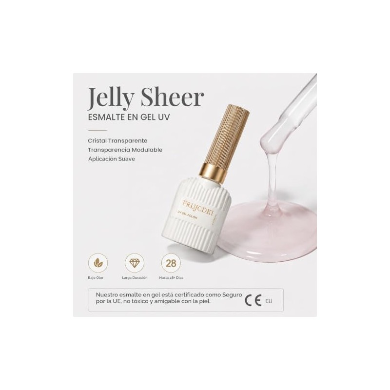 Esmalte Gel para Uñas UV LED, Soak Off Translúcido Nude
