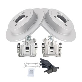 Rear Brake Pad & Rotor Kit Brake Caliper Brake Pads Brake Rotor Semi-Metallic Compatible with 2003-2006 Mini Cooper