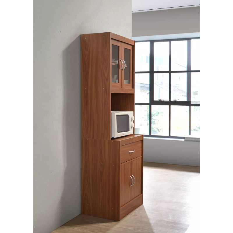 Hodedah KITCHEN MICROWAVE CABINET Kitchen Storage | Multiple Wooden Finishes