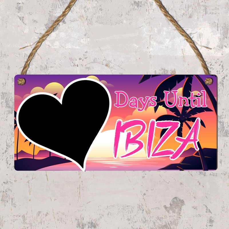 Days Until Ibiza Holiday Countdown Chalkboard Plaque – Vibrant Sunset