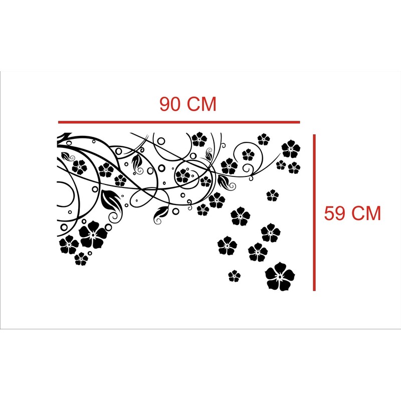 Vine Wall Sticker and Sticker Design with Flower Size (59x91)