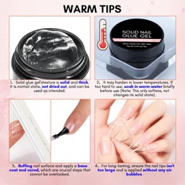 Gel de Uñas Sólido para Puntas de Uñas Acrílicas y Postizas