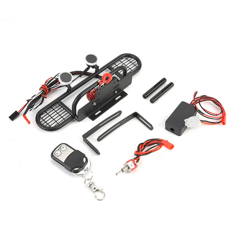 RC Front Bumper with 2 Round LED and Winch Remote