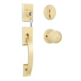 Haidms Gold Front Door Handle and Deadbolt Set, Front Door Lock Set, Entry Door Locksets with Deadbolt Single Cylinder, Exterior Door Handle Sets