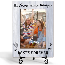 Zgogy Sibling Picture Frame Wooden Picture Frame With Iron Stand, Photo Gifts For Women Men Brothers - The Love Between Siblings Lasts Forever - 4x6 Vertical Photo -54