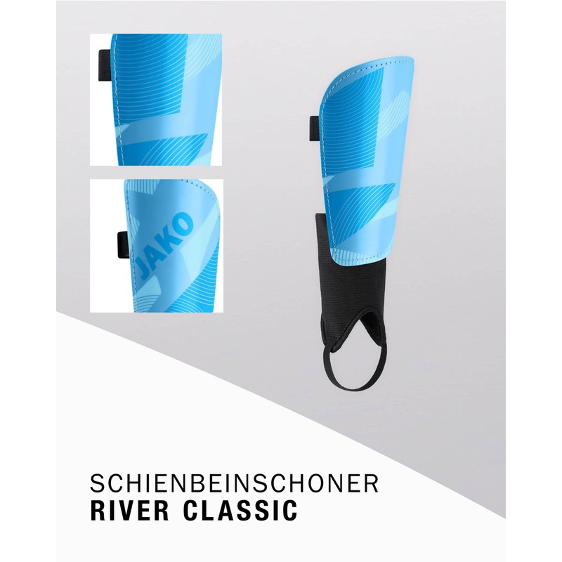 JAKO Unisex River Classic Shin Pads, Light Blue/Blue/JAKO Blue, S
