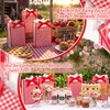 Eaasty 20 Pcs Red Gingham Gift Bags with Bow 10.23
