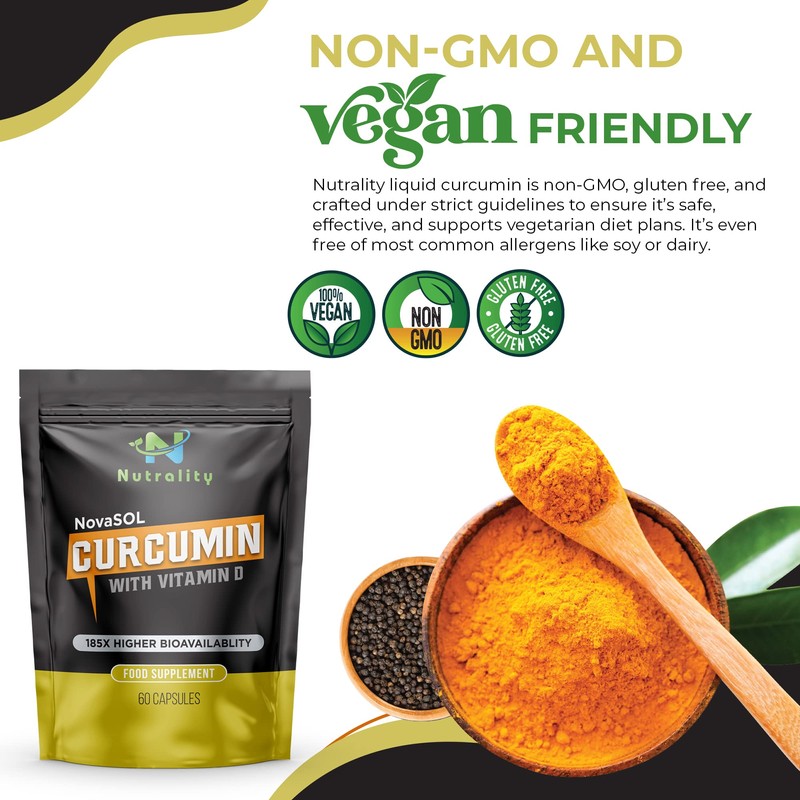 Nutrality Liquid Turmeric Curcumin Supplement, 1000mg per Serving, NovaSOL Extra