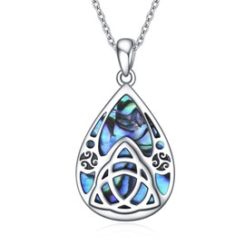CUPENDA Celtic Knot Necklace Sterling Silver Abalone Shell Celtic Pendant Necklace Irish Jewellery Gifts for Women Girls