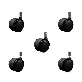2 Inch Compression Brake Office Chair Wheels Set of 5 – Automatically Brakes When Weight is Applied – Soft Non-Marking Urethane Wheels – Grip Ring Stems – 375 lbs. Total Capacity– Service Caster Brand