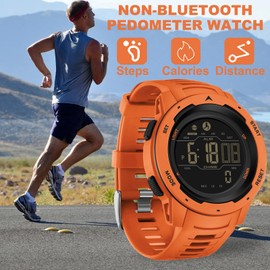 Men's Digital Watch Pedometer Watch Step Counter Waterproof Sport Watches Calorie Step Tracker Military Tactical Watch with Stopwatch Alarm LED Backlight Countdown