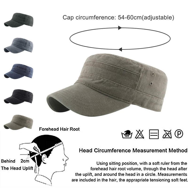 CheChury Military Style Robust Army Cap Men's Cap Military Cotton