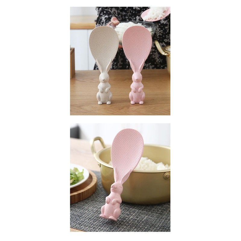【4個セット】しゃもじ くっつかない 立って置ける 立つしゃもじ ご飯がつきにくい 自立式しゃもじ かわいいしゃもじ ウサギ 台所 食器