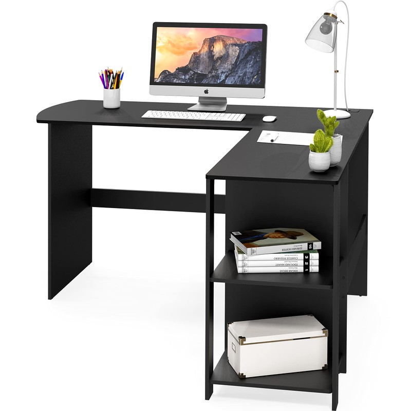 SHW 51 x 51 Inches L-Shaped Home Office Wood Corner