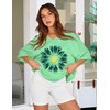 Oversized Tshirts for Women V Neck Short Sleeve Summer Casual