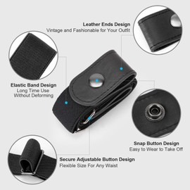 2 Pack No Buckle Stretch No Show Belt for Men 1.38 inches Wide Invisible Elastic Belt for Jeans Pants by WHIPPY Black+Black Small to Medium