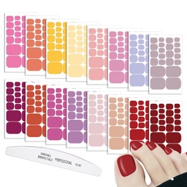 WOKOTO 16 Sheets Toe Nail Stickers Full Nail Wraps for Women Toes Nails Nail Polish Stickers 352 Pcs Nail Polish Strips Gel Nail Polish Wraps Decals Self Adhesive Gel Nail Strips for Nail Art