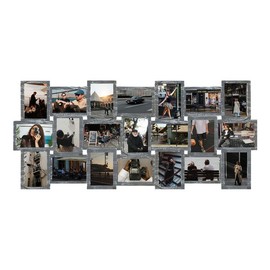 Jerry & Maggie 4X6 Collage Picture Frames for Wall Decor, 21 Opening Collage Wall Hanging for 6x4 Photo, Multi Picture Frame Set with One-piece Design Plastic Adjustable - Color: Ashes