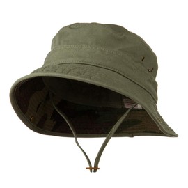 e4Hats.com Big Size Camouflaged Brim Cotton Washed Bucket Hat - Olive XL-2XL