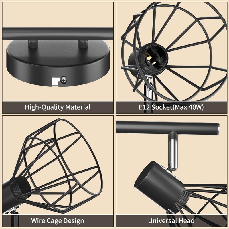 GORDNWE 6-Light Track Kits, Adjustable Track Fixtures - E12 Metal