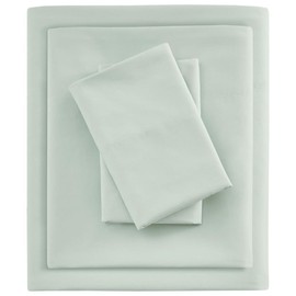 Oakestry 4-Piece Sheet Set Moisture-Wicking Comfy Breathable and Cooling Sheet 16" Deep Pocket Fitted Fade Resistant with Zipper Closure, Queen Size, Aqua