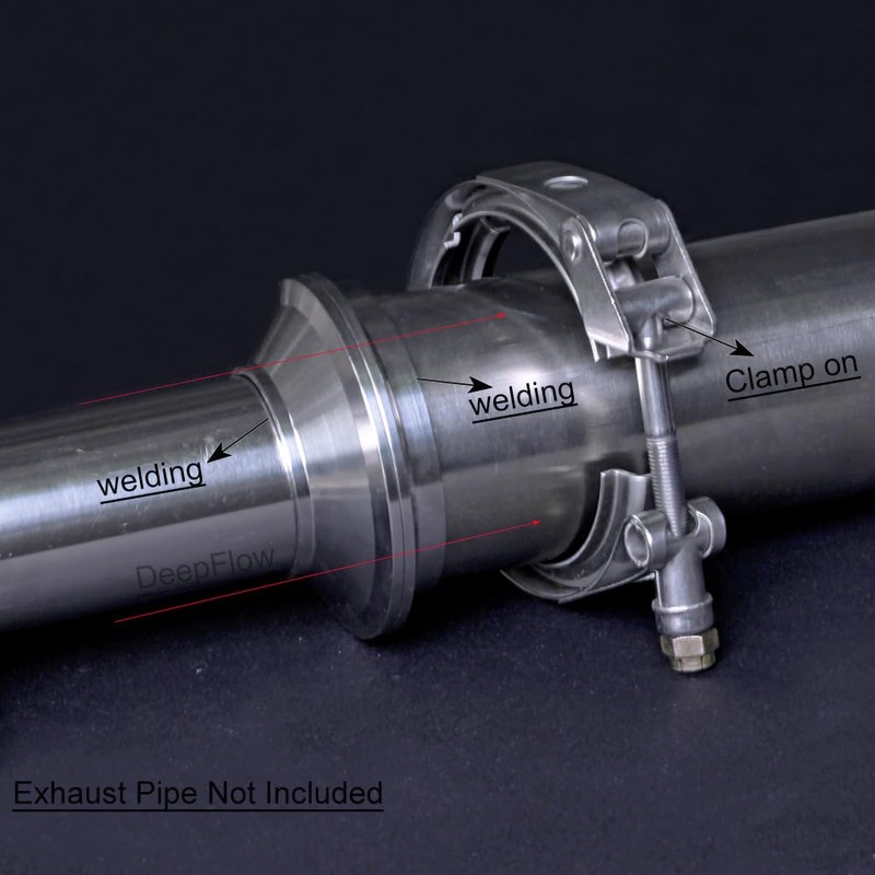 Exhaust Header Collector Reducer Adapter Assembly with V-Band in Stainless
