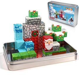 40 PCS Christmas STEM Building Toys for Kids Pixel World Magnetic Building Blocks STEM Toy for Kids | Educational Construction Gift for Boys & Girls