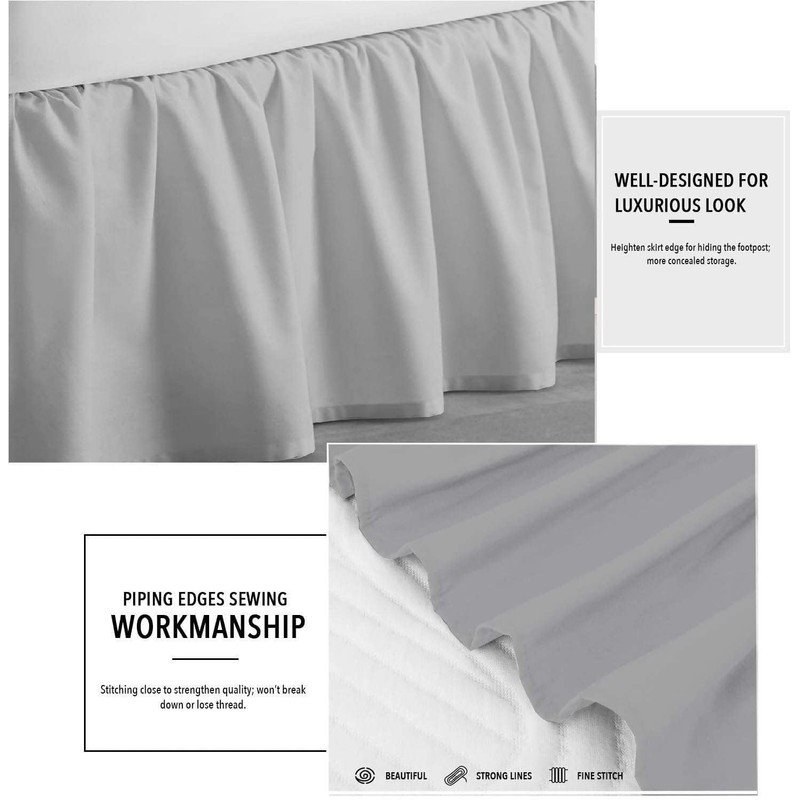 SlumberWell Twin Bed Skirt with Split Corners, Soft Microfiber, 12