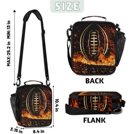 PATTERNFUL Lunch Boxes Bag for Kids - Insulated Leakproof Lunchbox for Boys Girls Portable Lunch Cooler Tote Bag for School Work Picnic with Shoulder Strap(Football