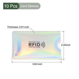 YOKIVE 10 Pcs RFID Card Holder Horizontal, Card Sleeve Slim | Scratch Resistant, Great for Business Cards, Access Cards (Laser Silver, 3.62-Inch)