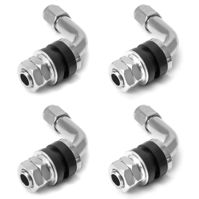 QWORK 4Pcs Tyre Valve Stem, 90 Degree Angled Bolt-in Valve