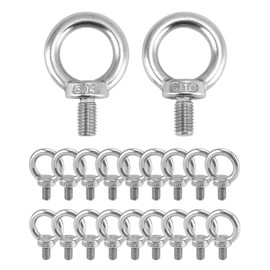 QWORK 20 Pack Stainless Steel M10 x 18mm Shoulder Lifting Ring Eye Bolt with Male Thread for Machinery, Ring Shoulder Eye Bolts