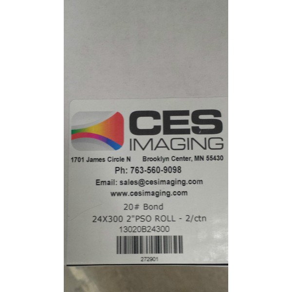 CES Imaging 2 Rolls 24"x300' 20lb Bond HP Designjet Plotter