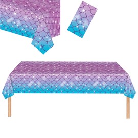 Gleemix Mermaid Birthday Decoration Tablecloth, Mermaid Party Tablecloths, Mermaid Decoration Mermaid Children's Birthday, Mermaid Theme Party Decoration for Girls, Birthday, Wedding