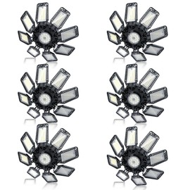 YIBEYYDS Garage Light - 240W 24000LM 6500K LED Garage Ceiling Lights with 8+1 Deformable Panels Support E26/E27 Screw in Light Fixture for Workshop, Basement (6)