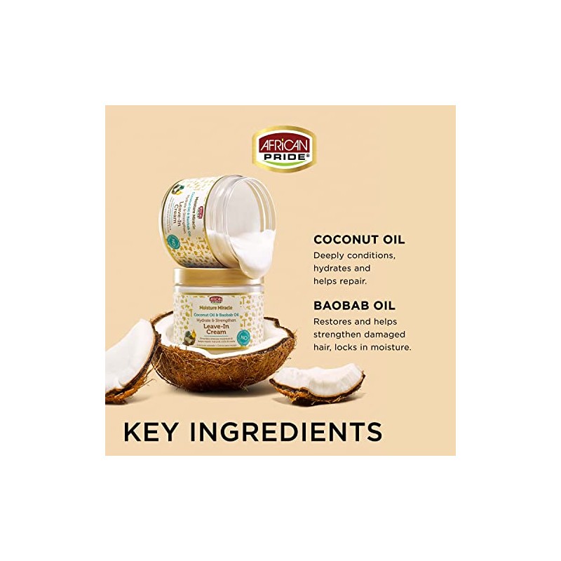 African Pride Moisture Miracle Coconut and Baobab Oil Leave-in Cream,