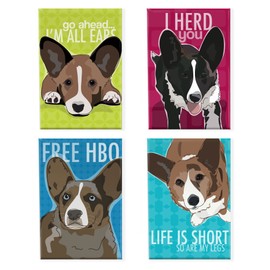Cardigan POP Hund Corgi Kühlschrank Magnete mit Funny Sprüche (Set von 4)