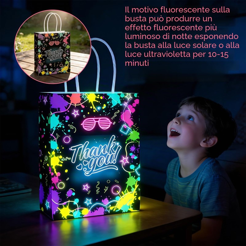 MFCGHXR Sacchetti Regalo Neon Fluorescenti per Feste: Set da 10