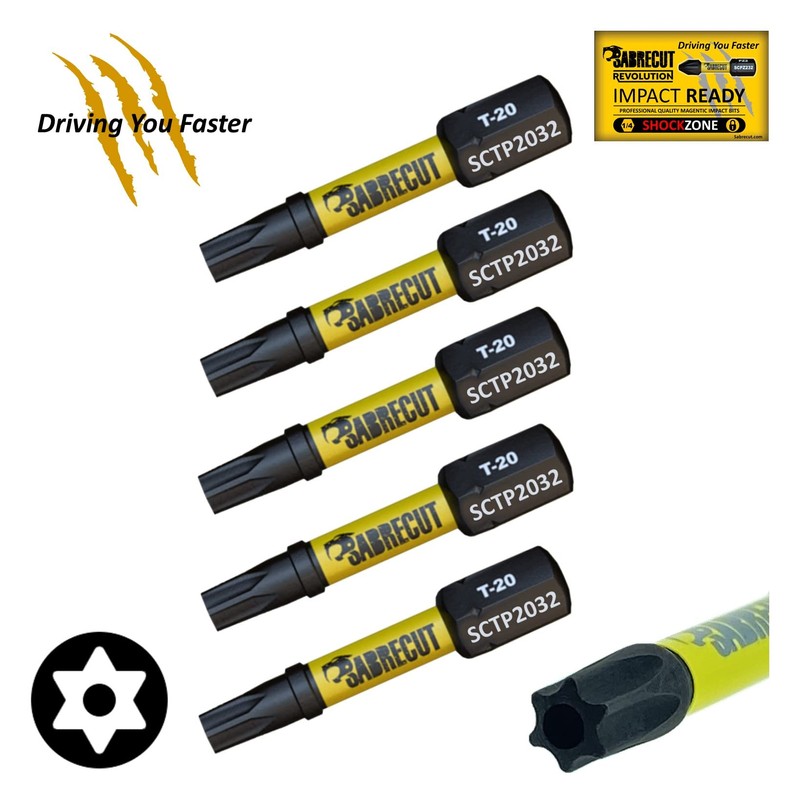 5 x SabreCut SCTP2032_5 32mm T20 TX20 Torx Tamper Proof