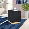 Homebeez 14.6" Width Square Black Ottoman Foot Stool with Gold