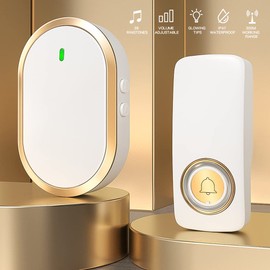 Wireless Doorbell - Doorbell Chime Waterproof, Wireless Door Chime with 2 Receivers and 1 Transmitter, 1000 Feet Long Range with 38 Ringtones and 3 Volume Levels