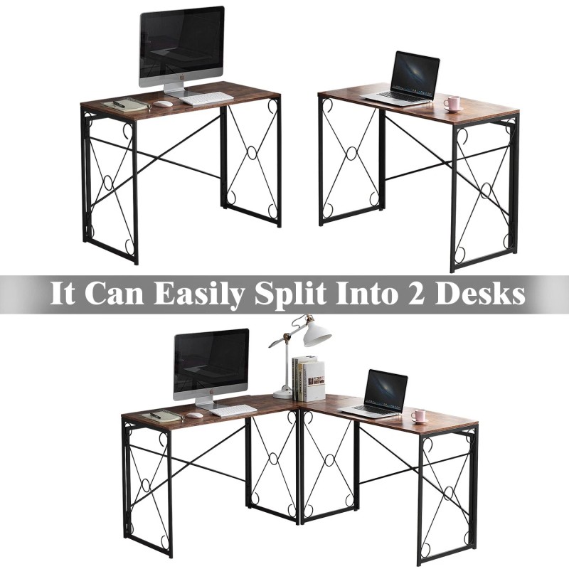VECELO Folding Computer Desk Simple Laptop Table Home Office Workstation