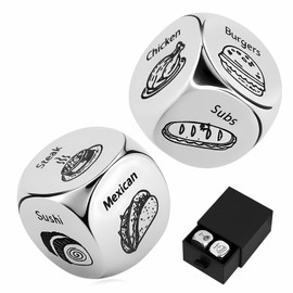 2Pcs Date Night Dice,Gifts for Women Men,Valentines Day Gifts for Her,Food Dice Anniversary Steel Food Decision Dice,Dinner Dice Stocking Stuffers for Women Men Christmas Brthiday Wedding Funny Gifts