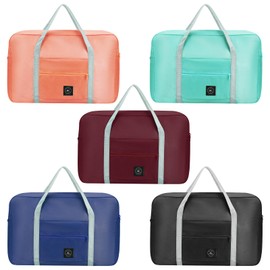 MOAMUN Pack of 5 Foldable Travel Bag Hand Luggage Bag, Waterproof Lightweight Travel Bags Sports Bag Small, Weekender Gym Bag for Gym Overnight Shopping Weekends Holiday Outing (Mix Colours)