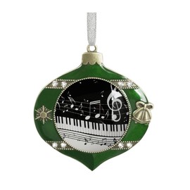 FQJNS Annual Edition Little Christmas Ornament Holidays Ornaments Creative Glass Ornament Christmas Tree Home Decoration(Piano Keys with Musical Notes)