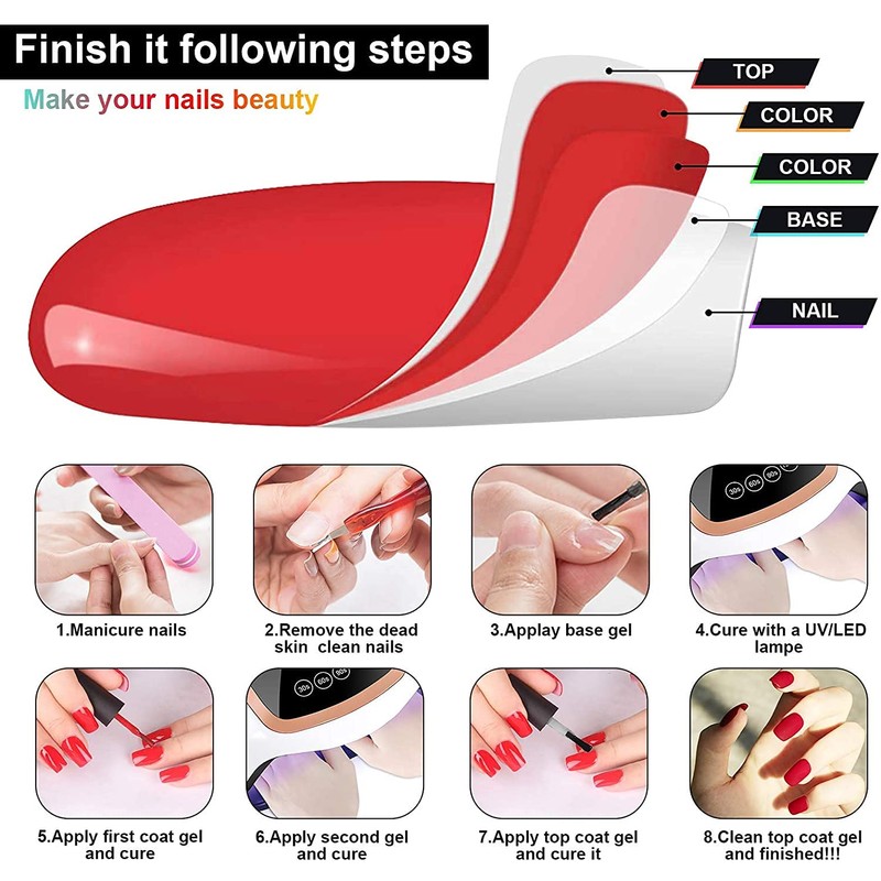 SINZONeu Gel-Nagellack-Set, 45 lebendige Farben, sichere Inhaltsstoffe, langanhaltend, mit Unterlack,