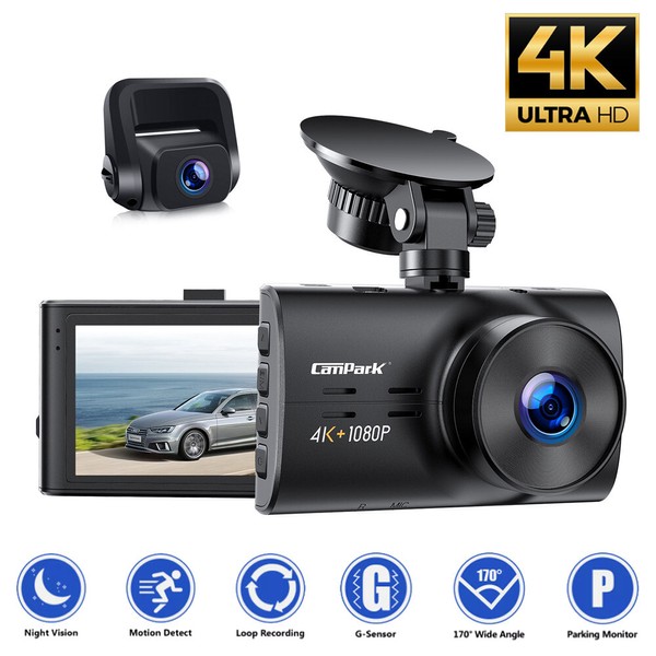 Campark TOGUARD Dual Lens 4K Dash Cam Front Rear Car