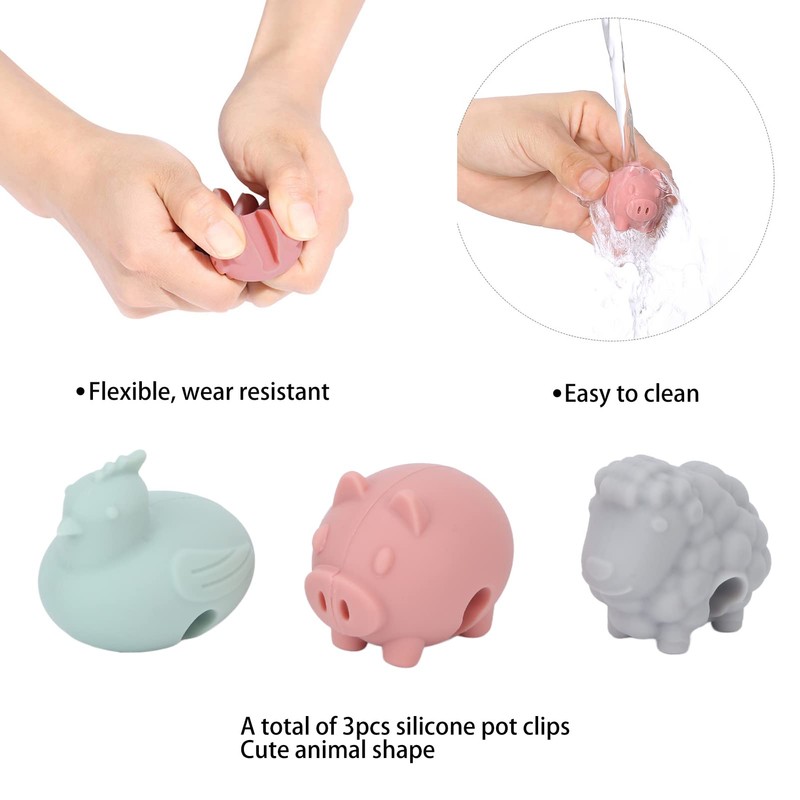 Olla de Cocina de Silicona de Dibujos Animados, 3 Piezas