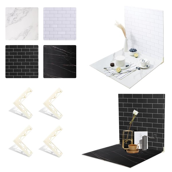 2-Sided 2 PCS Photo Backdrop Boards, Subway Tile Flat Lay